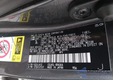 2009 Toyota Highlander Sport z USA, uszkodzony, nr VIN JTEES43A392137345